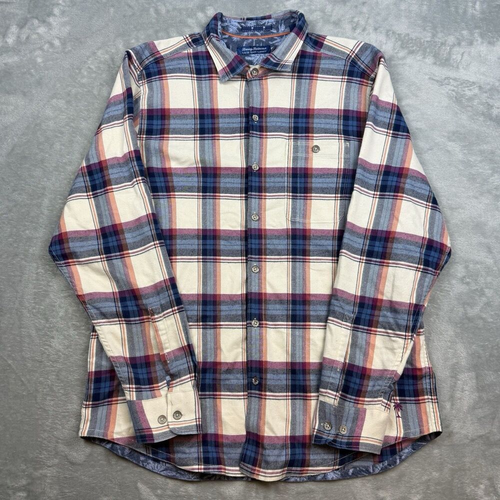 Tommy Bahama Canyon Beach Flannel Shirt Mens XL Plaid Long Sleeve Button Up